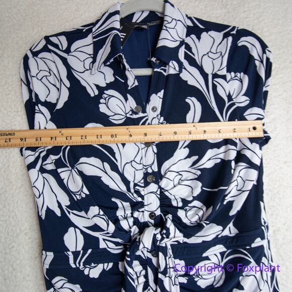 New! White House Black Market Matte Jersey Ruched Tie-Front Midi Dress, size 6 - Picture 10 of 16